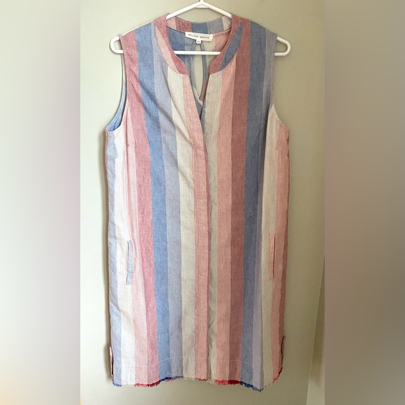 Melissa Nepton Striped Pally Dress 100% Cotton Size Large Canadian Designer - Picture 2 of 13